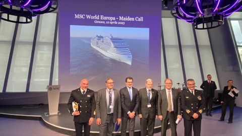 MSC World Europa, a Genova la Maiden Call