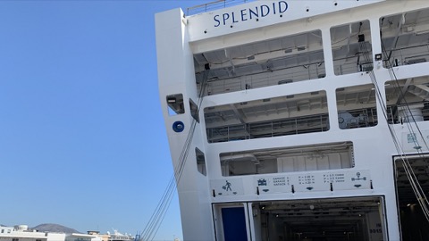 The GNV Splendid “floating hospital” ship docks in the Port of Genoa